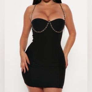 Fashion nova corset black chain mini dress
